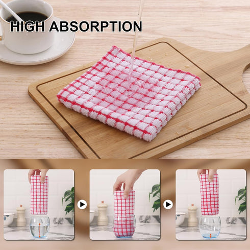 12 Pack Sets, 16 25 Inch 12 12 Inch Kitinjoy Cotton Kitchen Towels and Dishcloths x & X Dish Towels Bulk, Super Soft