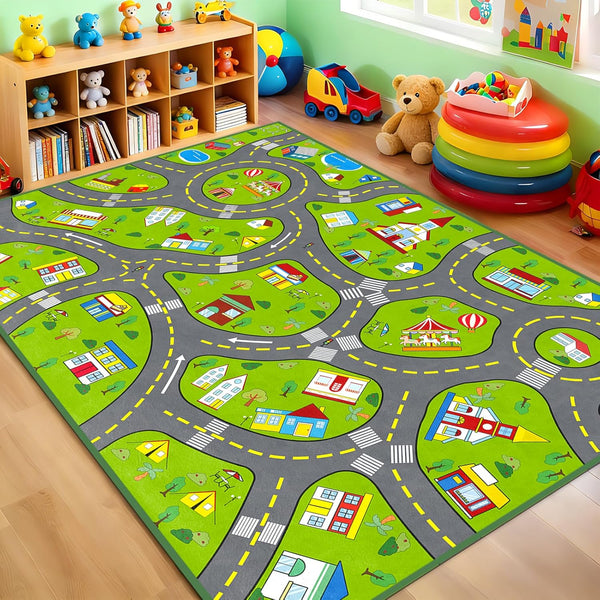 Car Play Rug City Life Traffic Road Kids Rug, Educational Road Carpet