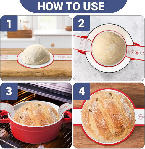 2 Pieces Silicone Bread Sling for Dutch Oven, Non-Stick Baking Mat with Long Straps, Heat Resistant Liners