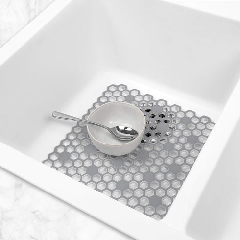 Spectrum Diversified Hexa Raised Feet Small Mat for Dual Sinks, Quick-Drying Heavy-Duty Protector, Non-Slip Surface -