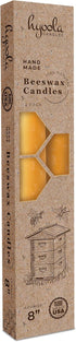 Hyoola 8" Beeswax Taper Candles, 8 Hour Burn Time, Yellow Beeswax Candles, 2 Pack