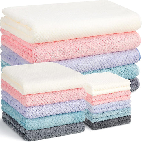 Mixweer 20 Pcs Bath Towel and Washcloths Set for Bathroom Includes 5