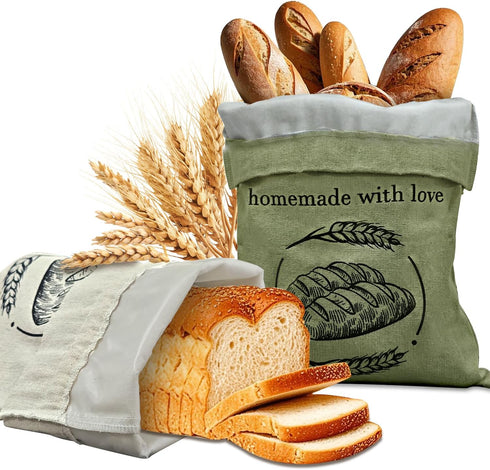 NEW NOAM Linen Reusable Bread Bags for Homemade Bread & Sourdough - 2 Pack