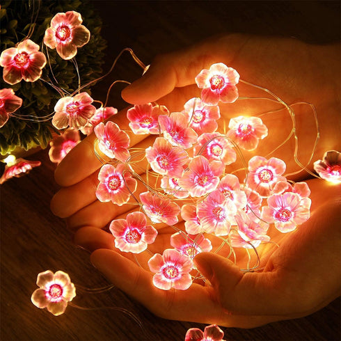 1 Pack 13 40 Mudder Cherry Blossom Flower String Lights FT LEDs for Bedroom, Pink Fairy Lights USB and Battery Operated