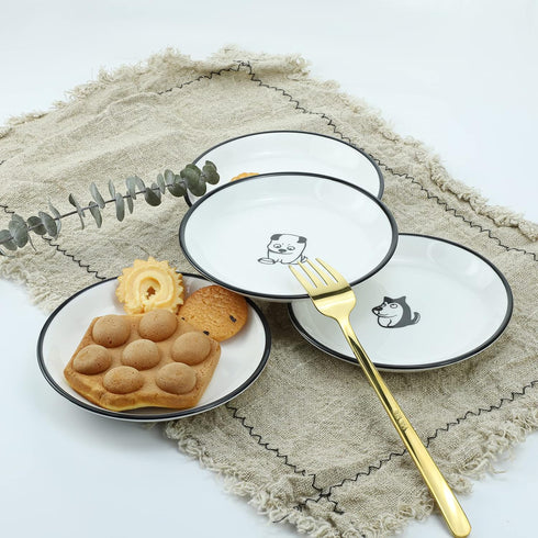 Cute Cartoon Dog Ceramic Seasoning Dishes, Sauce Dish, 5'' Dipping Bowl for Kitchen