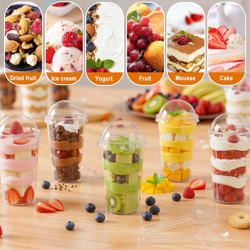 200 3oz Pcs Mini Dessert Cups with Lids and Spoons - Jello, Clear Plastic Parfait & Pudding Shooter Cups for Tasting
