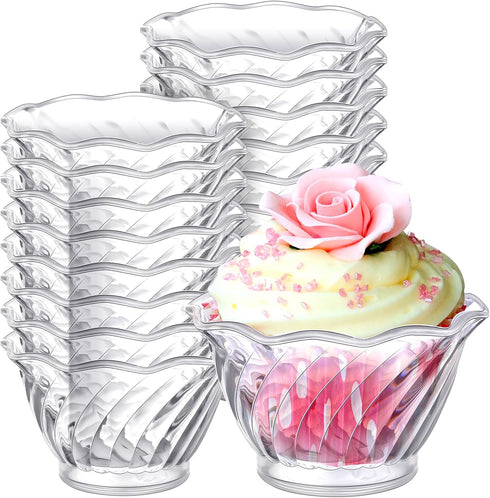 Rtteri 60 Pcs Plastic Dessert Cups 6 oz Clear Ice Cream Sundae