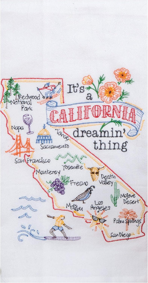 Kay Dee Home 2 Piece Embroidered Kitchen Towel Bundle, State of California