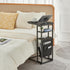 28"(H) 3-Tier C Shaped End Table with Charging Station, C Table with Storage Bag, Under Couch Table C-Shaped End Table