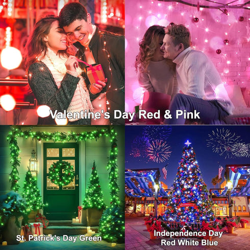 33ft 100 4th Color Changing Fairy String Lights, LED Twinkle Lights with Remote & Timer, Multicolor Outdoor Christmas