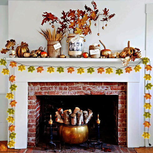 13.6FT 35LED SUNSGNE Fall Lights Thanksgiving String Lights, Orange Yellow Green Maple Leaf String Lights