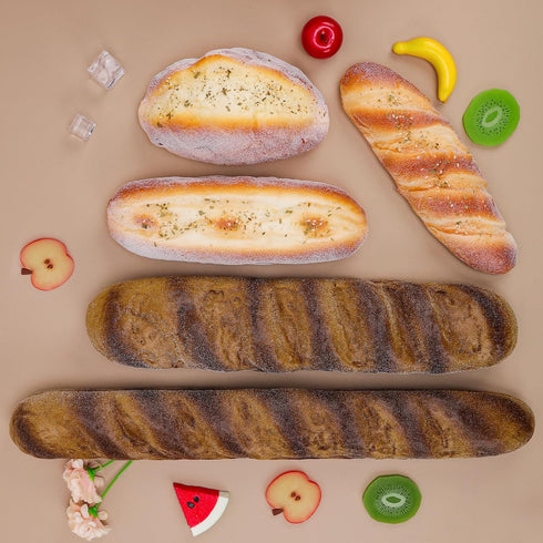 5pcs Set Gresorth Artificial French Bread for Decoration Highly Simulated Fake Rye Baguette Home Kitchen Party Food