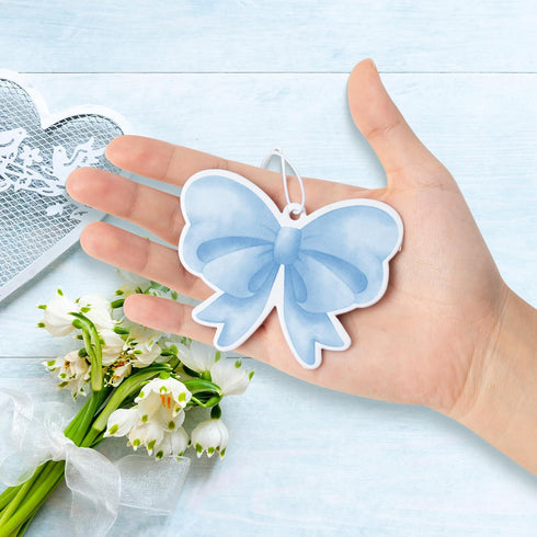 A1diee 12Pcs Set Blue Coquette Bow Air Freshener Hanging, Light Blue Aesthetic Diffuser Ornaments Refresh Air Fragrant