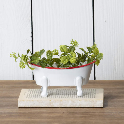 Foreside Home & Garden Red Rim White Enamel Soap Dish - Bathtub