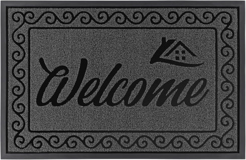 Yimobra Heavy Duty Welcome Mat, Sturdy Door Mats for Home Entrance, Waterproof Low Profile Doormat, 29.5 x 17, Black
