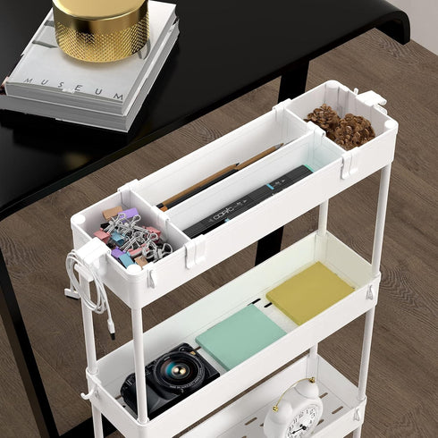 SPACELEAD Slim Storage Cart 4 Tier - Rolling Utility Organizer for Bathroom, Kitchen, Laundry Room & Narrow Places -