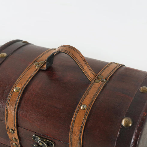 SLPR Wooden Storage Box with Hinged Lid and Handle - Small Decorative Wood Treasure Chest, 11" x 7" x 5.7"