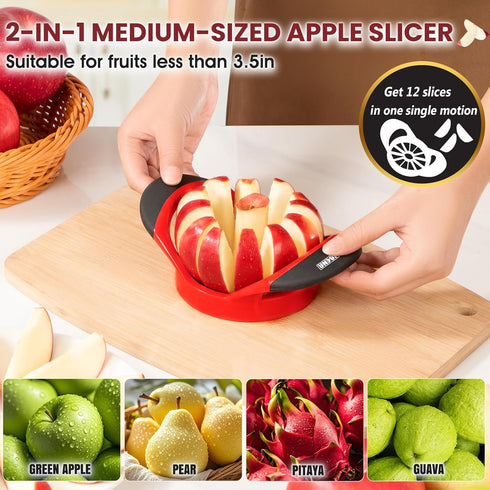 3.5 Inch 12 SCHVUBENR Apple Slicer with Sharp Blades - Professional Apple Cutter - Stainless Steel Apple Corer - Super
