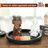 12", Bamboo Land- Round Decorative Trays for Coffee Table, Black, Wood Tripod & Beaded Design, Wooden Round Tray