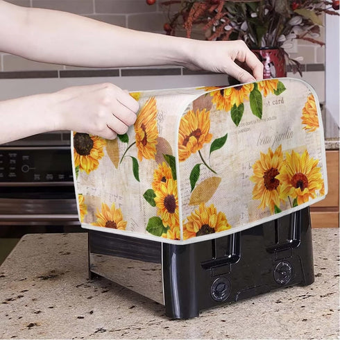 Sunflower 2 Slice Toaster Covers, Small Kitchen Appliance Toasters with Top Hook Durable Kitchen Protection Decorative Accessories Lightweight Universal Size
