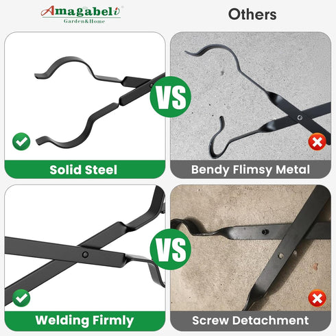 AMAGABELI GARDEN & HOME 26" Long Firewood Tongs, Heavy Duty Log Grabber for Fireplace & Fire Pit