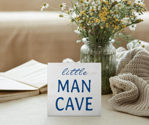 Decorations,5x5 Inch Mtrgdn Baby Boy Nursery Decor,Kids Room Decor,Little Man Cave Wooden Box Sign for Boy Baby Nursery