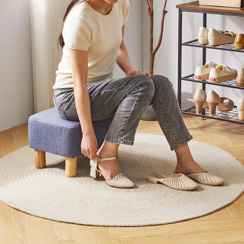15.74" D11.41" W9.84" UHBD030BU YMYNY Ottoman, Modern Footrest with Soft Padded Seat, Foot Stool with Wood Legs, Small