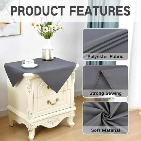 24x24 Inch Small Square Tablecloth Washable Polyester Side Table Cloth Solid Grey Heavy Duty End Table Cover for Dining