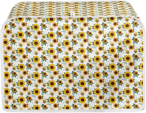 Sunflower Bee 2 Slice Toaster Cover, Machine Washable Polyester Kitchen Decor, Greasy Protector, Dust Cover