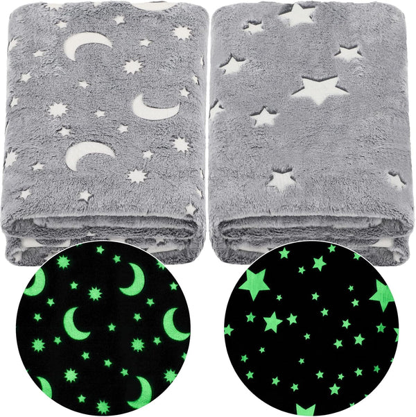 2 Pcs Glow in the Dark Throw Blanket Christmas Birthday Gifts for