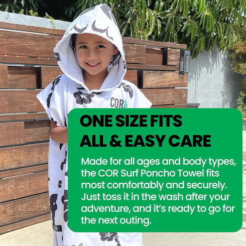 3-8 COR Surf Poncho Changing Towel Robe with Hood and Front Pocket for Kids, Doubles Up As Beach Towel and Blanket