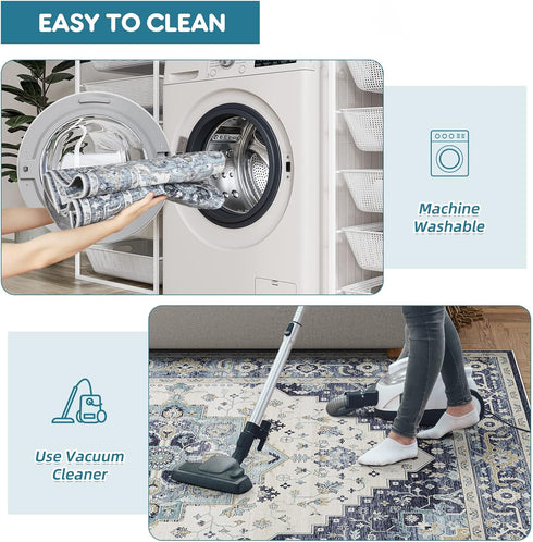 Rug-2x5 Dripex Tribal Washable Runner Non-Slip Non-Shedding Runners for Hallways Stain Resistant Kitchen Mat Laundry