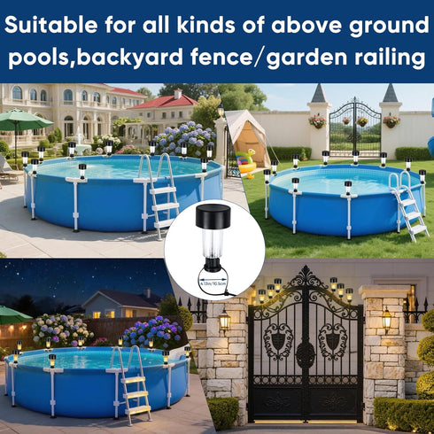 6 Pack Swimming Solar Pool Lights for Framed Above Ground Pools - Super Bright Warm White Pool Lights for Above Ground