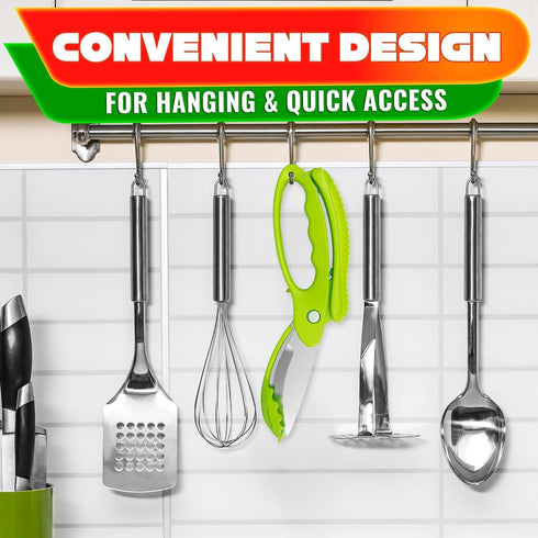 8.9" Salad Scissors for Chopped Salad Multiblade Food Scissor Chopper With Spring-Loaded System & Anti-Slash Head
