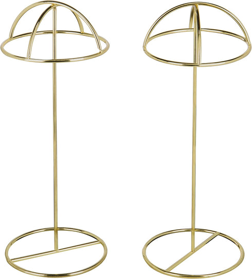 MyGift Set of 2 Brass Tone Metal Wire Table Standing Hat Racks, 14 Inch Tall Tabletop Wig Display Cap Storage
