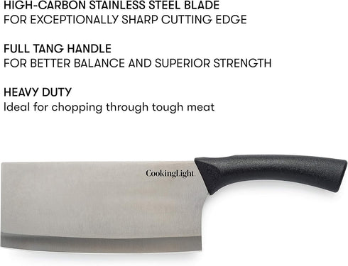 Cooking Light Heavy Duty Chopper, Ergonomic Handle, 7 Inch Butcher Knife, High Carbon Stainless Steel Blade
