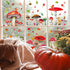 Whaline 6 Sheets Mushroom Window Clings Watercolor Botanical Design Window Decals Wildflower Leaf Double-Sided for Home Office School Classroom Accessories Party Supplies Gifts
