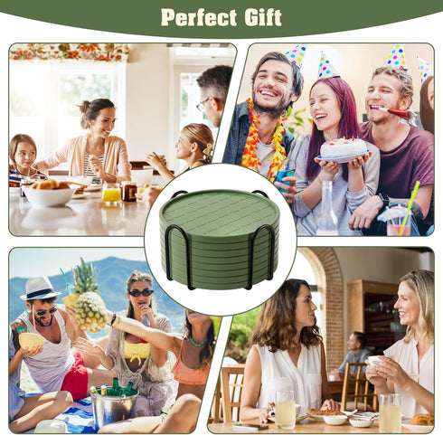 TLitdr Set 6,Hot 6pcs) Coasters of or Cold Drink Coasters with Holder,Modern Style Coffee Table Coaster,Suitable