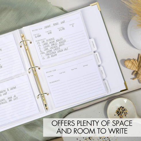 Aesthetic Recipe Binder with Waterproof Cover, Quality Blank Cookbook Binder to Organize Your Recipes