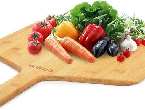 Natural Bamboo Pizza Peel - 15 Inch Wooden Spatula for Baking Homemade Pizza, Bread, and Cutting Fruit and Veggies