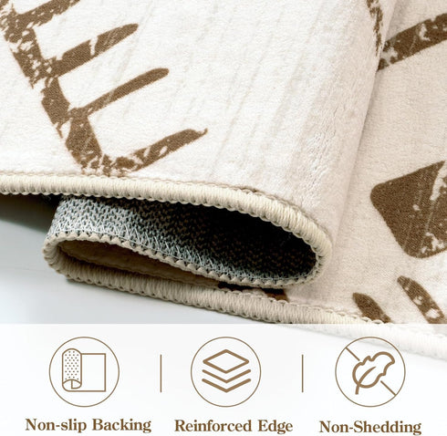 5x7 LIVEBOX Western Area Rug, Beige Washable Rugs for Living Room Bedroom, Non Slip Moroccan Tribal Rug Low Pile