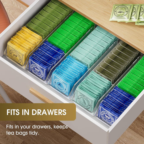 MaxGear Tea Bag Organizer, Clear Plastic Storage Holder for Pantry, Kitchen, Cabinet, Countertop, 1 Pack