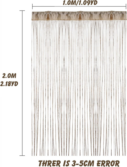 Door String Curtain - Decorative Tassel Screen Ribbon Strings Strip for Home, Patio, Bedroom, and Wedding (Champagne)