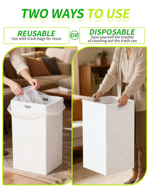 30 4 Pack Kaiferty Gallon Disposable Trash Cans for Parties, Extra Large Collapsible Pop Up Trash Can with Handles