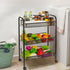 3 Tier Metal Rolling Cart with Wheels, Wire Bathroom Organizer Storage Shelves with Hooks, Utility Cart for Kitchen