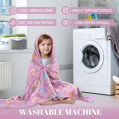 JOPJOLIW 30"X50", Girls Hooded Bath Towel, Toddler Bath Towel Cute Flower Poncho Towels for Girls Boys, Absorbent Bath