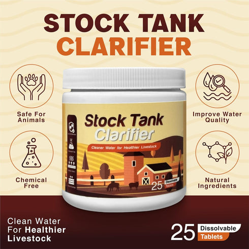 50, Count) Stock Tank Clarifier - Improves Livestock Water by reducing buildup and Creating Healthier Water troughs.