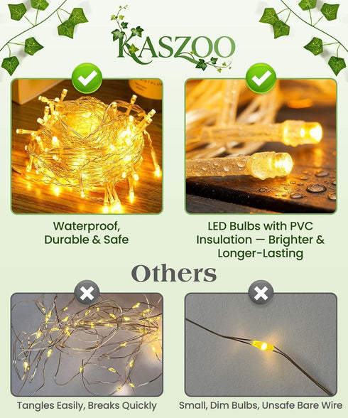 24Pack 82 inch, 160 KASZOO / Each Artificial Ivy Garland Fake Plants with LED String Light, Green for Wedding Party