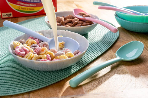 Plastic Spoon Set, Portable Reusable Dinner Scoops for Cereal, Soup, Porridge, Home Kitchen Buffet, Made in USA