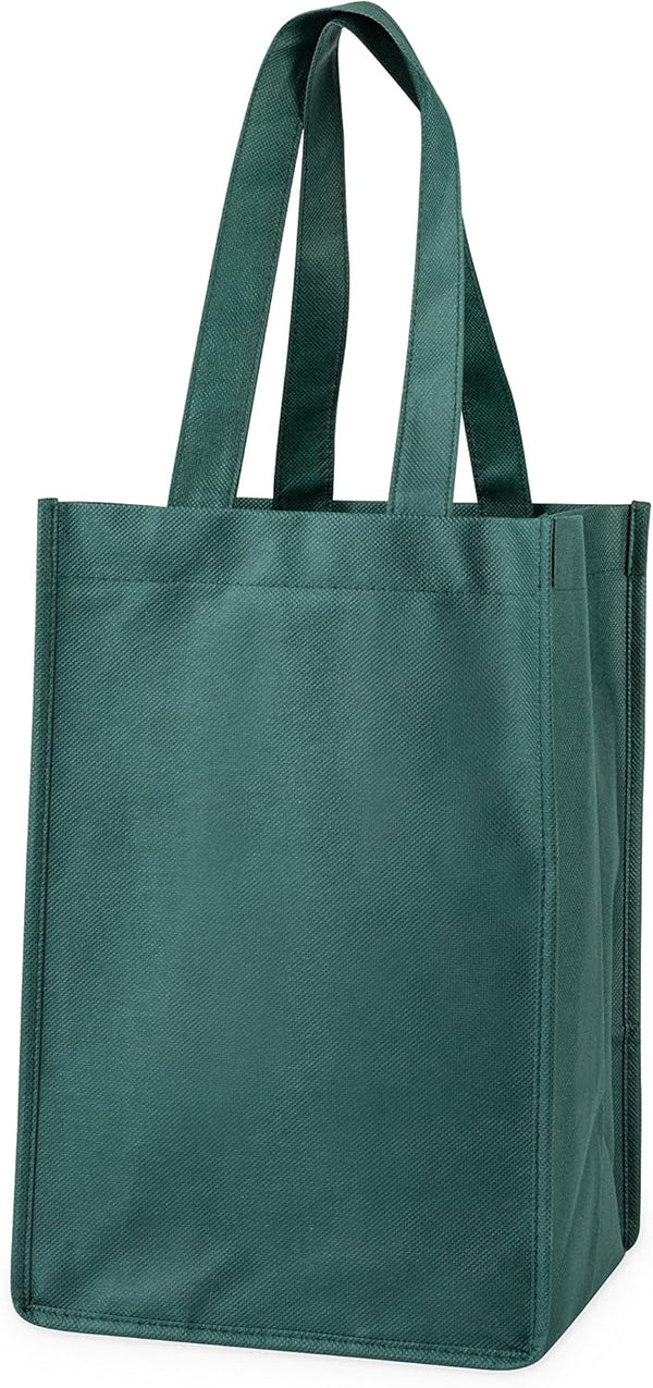 TRUE 4 Bottle Non Woven Wine Bag Tote, Green